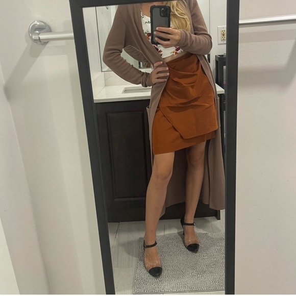 3.1 Phillip Lim Wrap Skirt Cognac Rust Brown Aysmmetrical Size 6 Medium - Picture 1 of 5